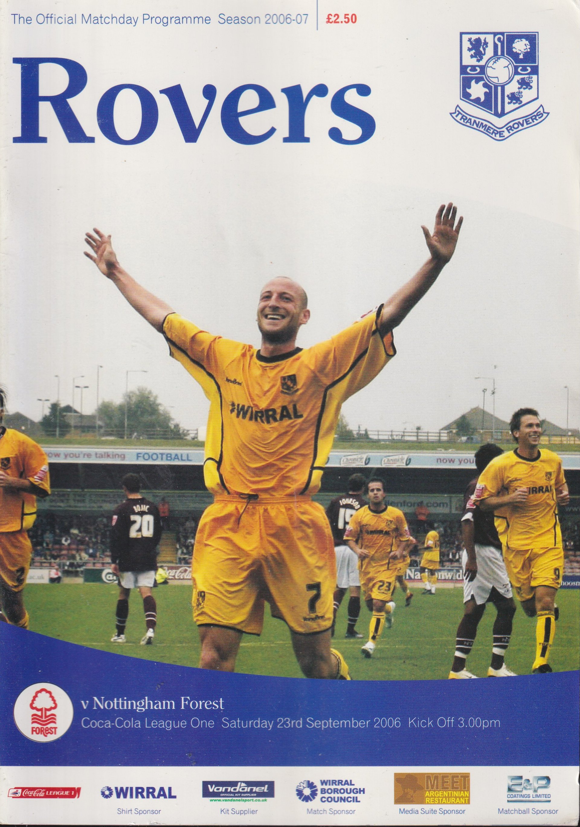 Tranmere Rovers v Nottingham Forest match programme